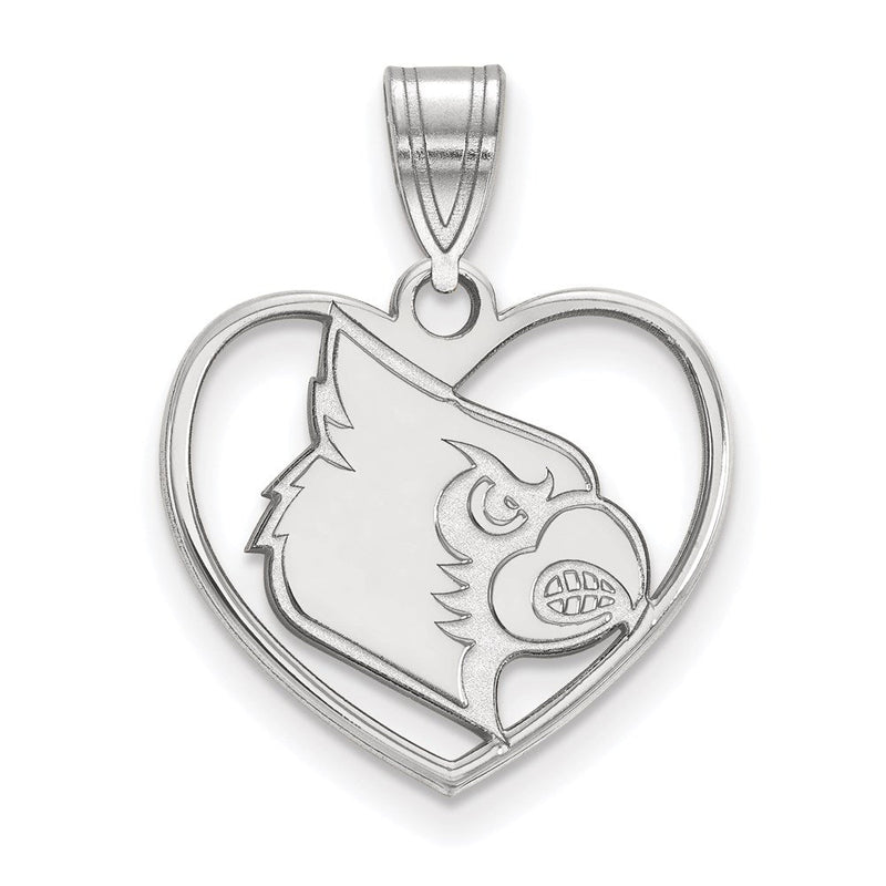 Sterlingsilber Rhodiniert Logoart University Of Louisville Cardinal Herz Anhänger