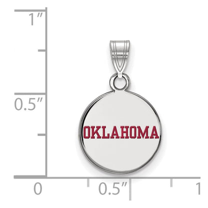Sterlingsilber Rhodiniert Logoart University Of Oklahoma Klein Emailliert Plättchen Anhänger