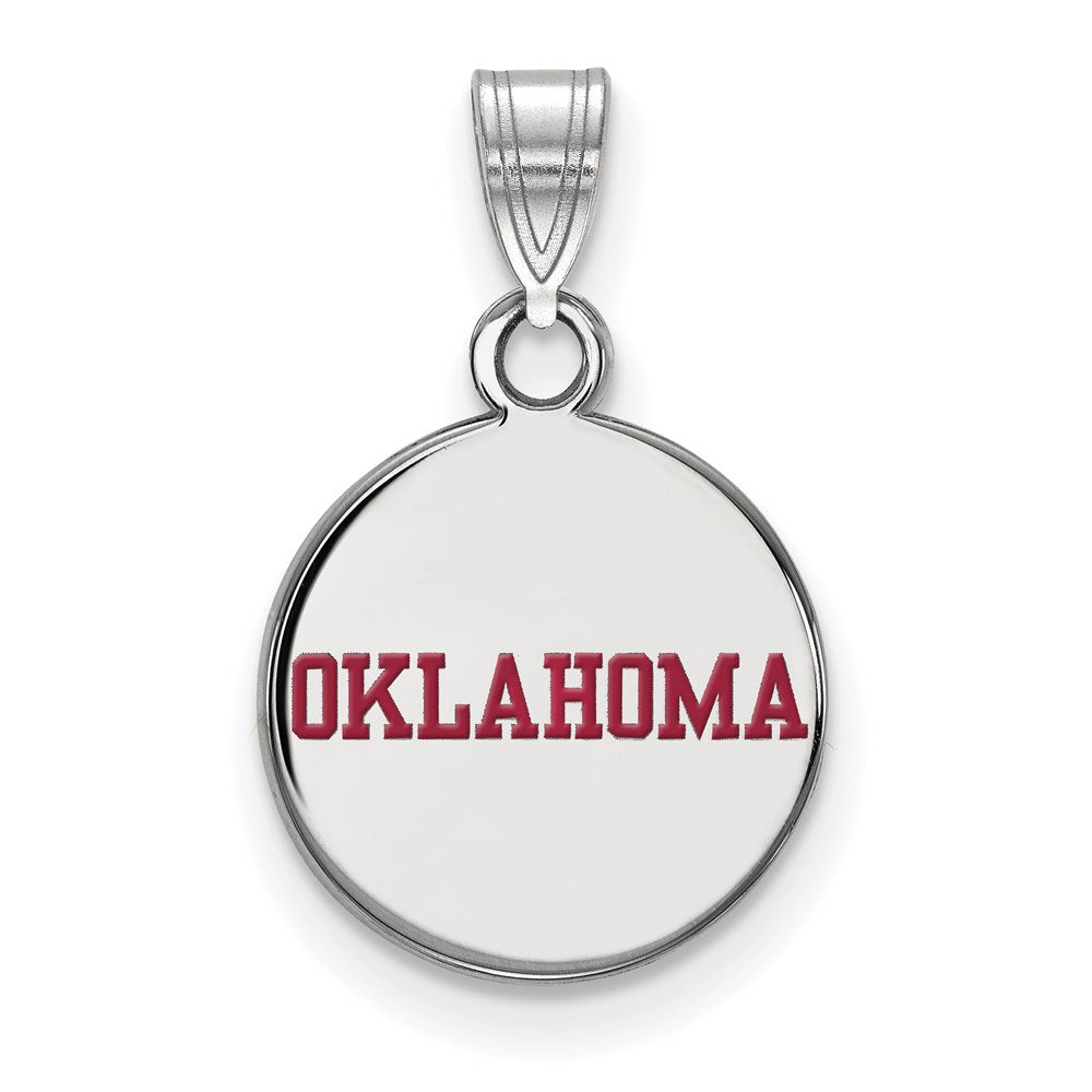 Sterlingsilber Rhodiniert Logoart University Of Oklahoma Klein Emailliert Plättchen Anhänger
