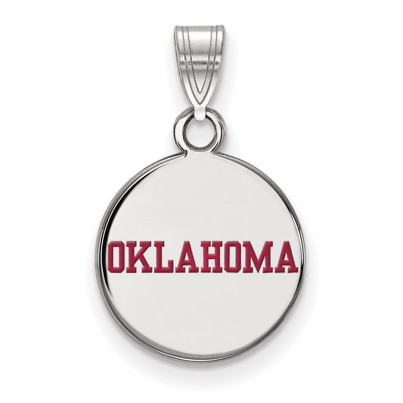 Sterlingsilber Rhodiniert Logoart University Of Oklahoma Klein Emailliert Plättchen Anhänger