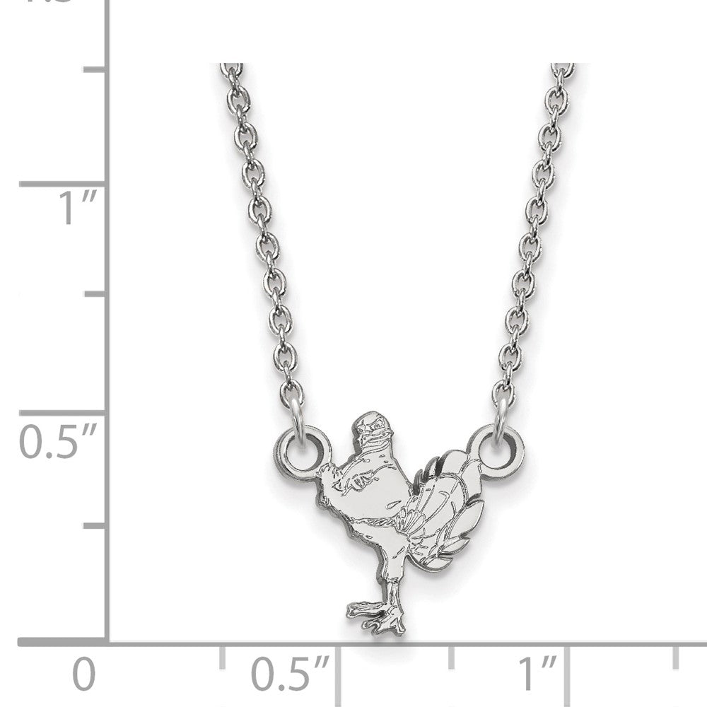 Sterlingsilber Rhodiniert Logoart Virginia Tech Hokiebird Klein Anhänger 18 Zoll Halskette