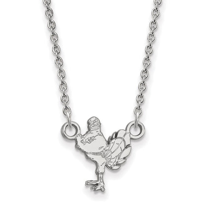 Sterlingsilber Rhodiniert Logoart Virginia Tech Hokiebird Klein Anhänger 18 Zoll Halskette