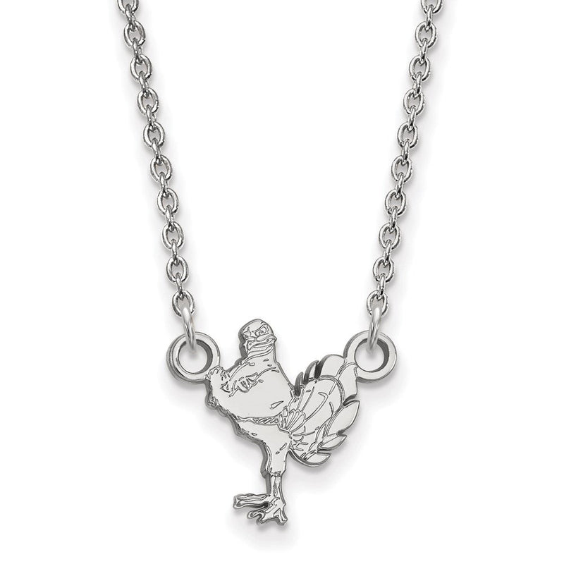 Sterlingsilber Rhodiniert Logoart Virginia Tech Hokiebird Klein Anhänger 18 Zoll Halskette