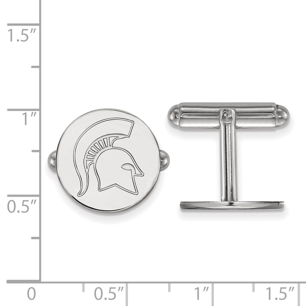 Sterlingsilber Rhodiniert Logoart Michigan State University Manschette Knöpfe