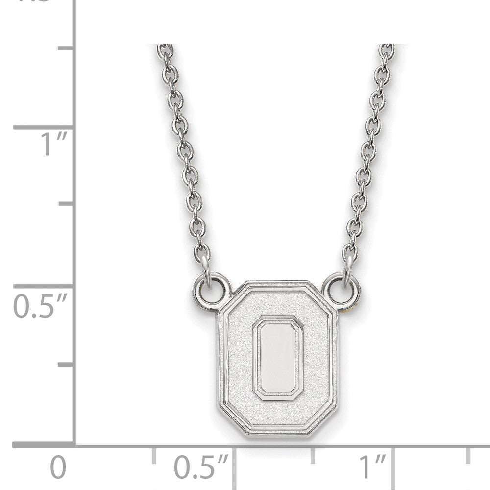 Sterlingsilber Rhodiniert Logoart The Ohio State University Buchstabe O Klein Anhänger 18 Zoll Halskette
