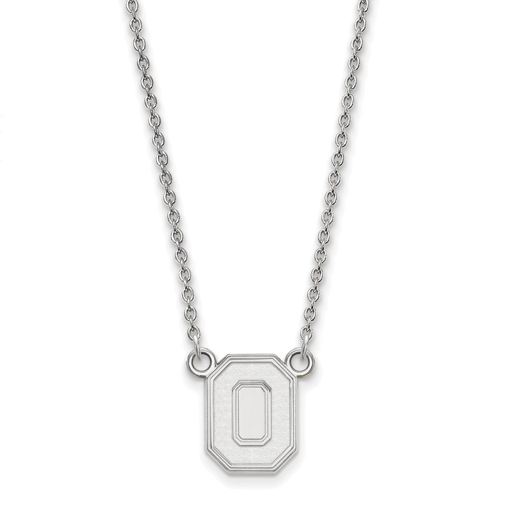 Sterlingsilber Rhodiniert Logoart The Ohio State University Buchstabe O Klein Anhänger 18 Zoll Halskette