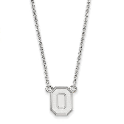 Sterlingsilber Rhodiniert Logoart The Ohio State University Buchstabe O Klein Anhänger 18 Zoll Halskette