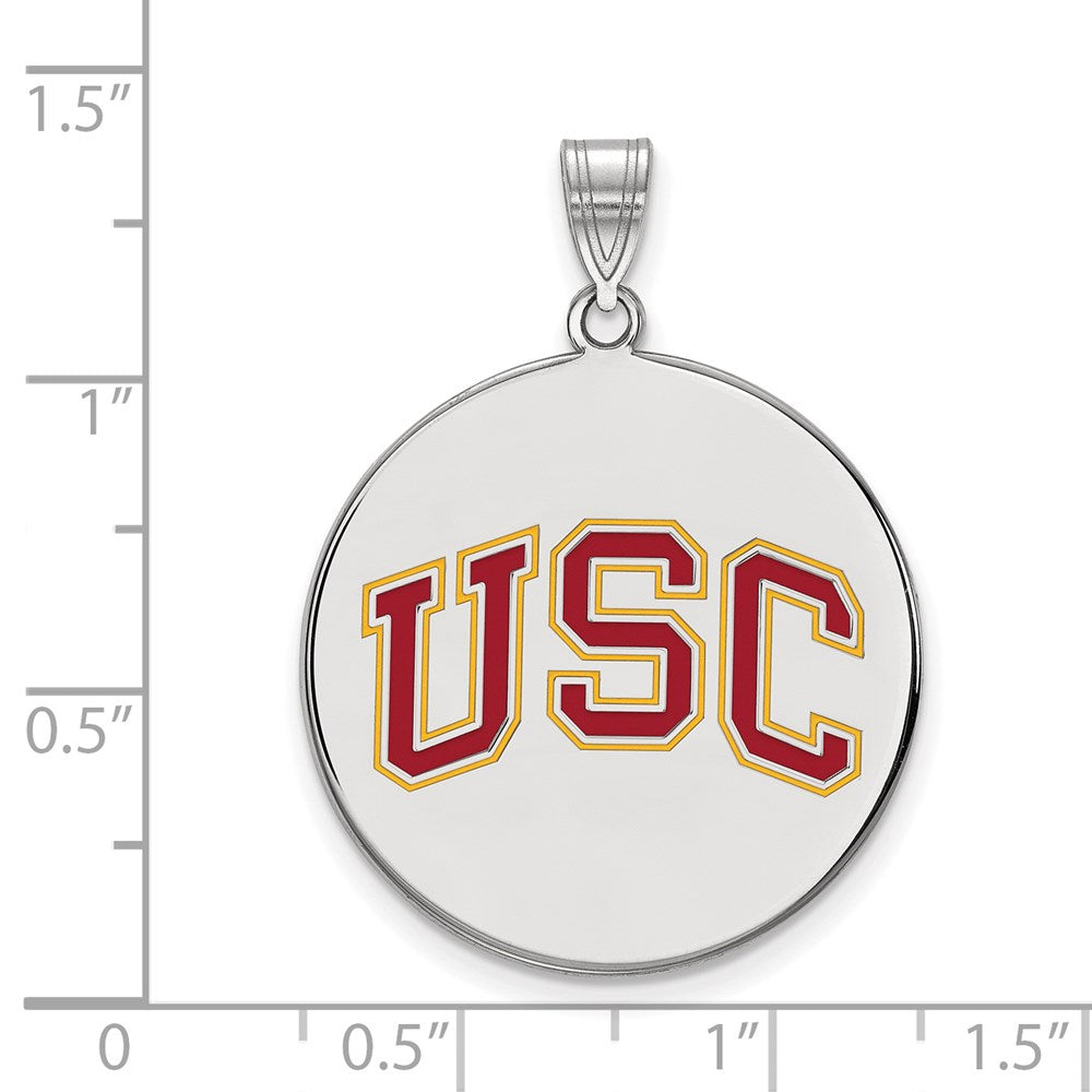 Sterlingsilber Rhodiniert University Of Southern California U S C Extra Groß Emailliert Plättchen Anhänger