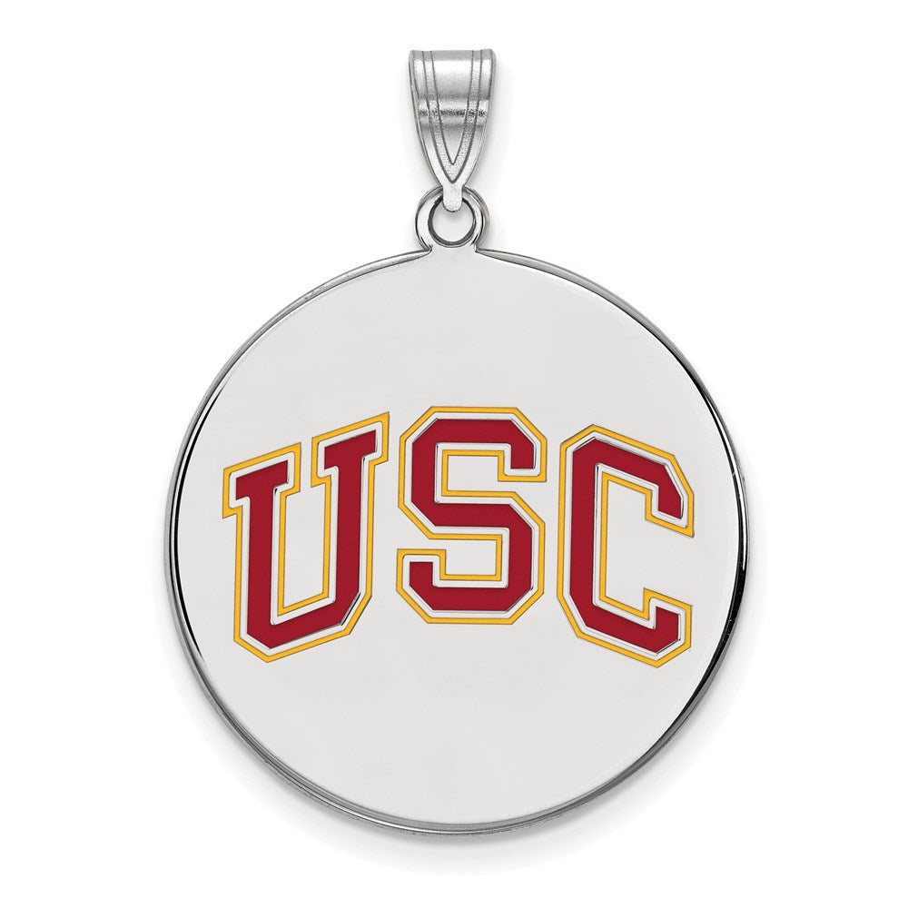 Sterlingsilber Rhodiniert University Of Southern California U S C Extra Groß Emailliert Plättchen Anhänger
