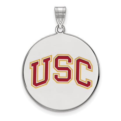 Sterlingsilber Rhodiniert University Of Southern California U S C Extra Groß Emailliert Plättchen Anhänger