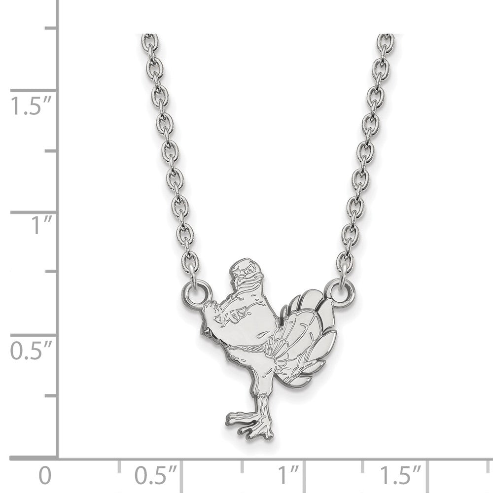 Sterlingsilber Rhodiniert Logoart Virginia Tech Hokiebird Groß Anhänger 18 Zoll Halskette