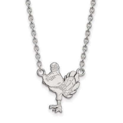 Sterlingsilber Rhodiniert Logoart Virginia Tech Hokiebird Groß Anhänger 18 Zoll Halskette
