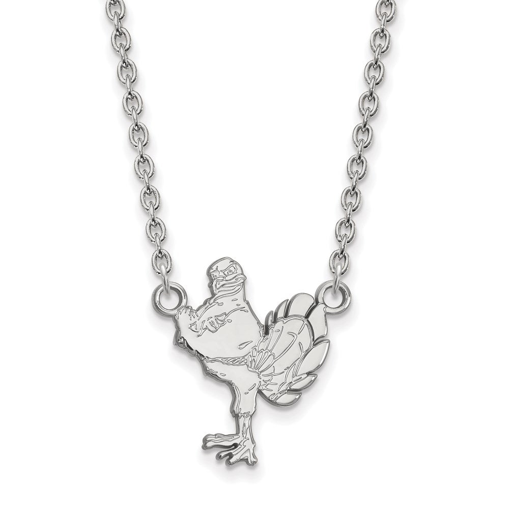 10K Weißgold Logoart Virginia Tech Hokiebird Groß Anhänger 18 Zoll Halskette