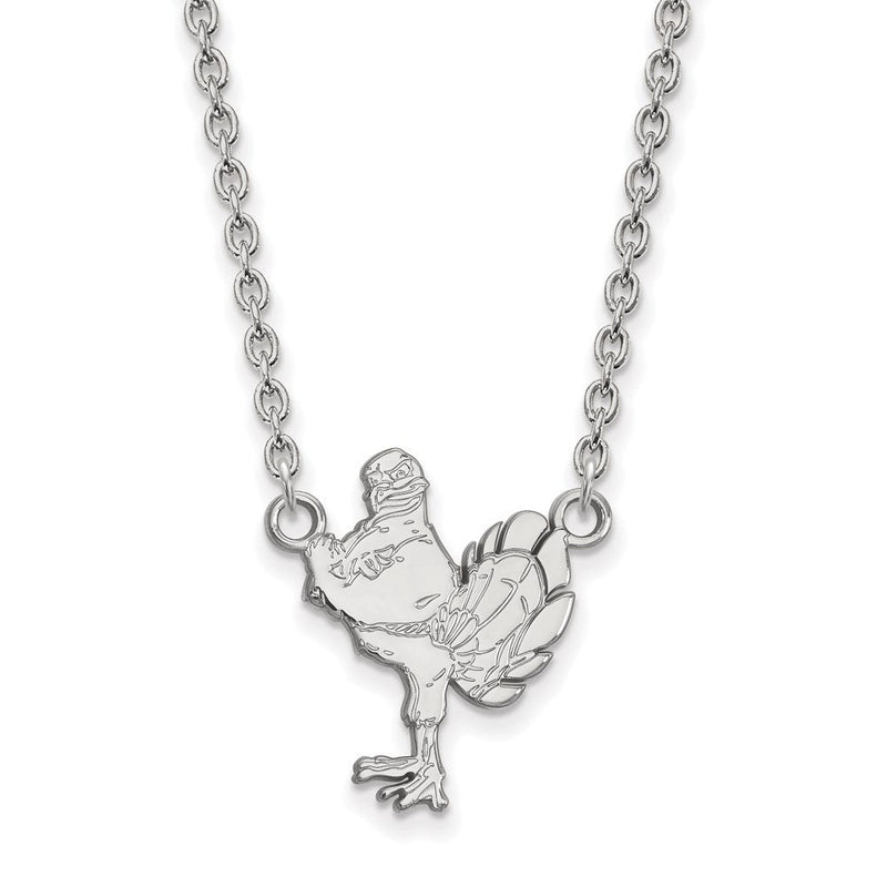 10K Weißgold Logoart Virginia Tech Hokiebird Groß Anhänger 18 Zoll Halskette