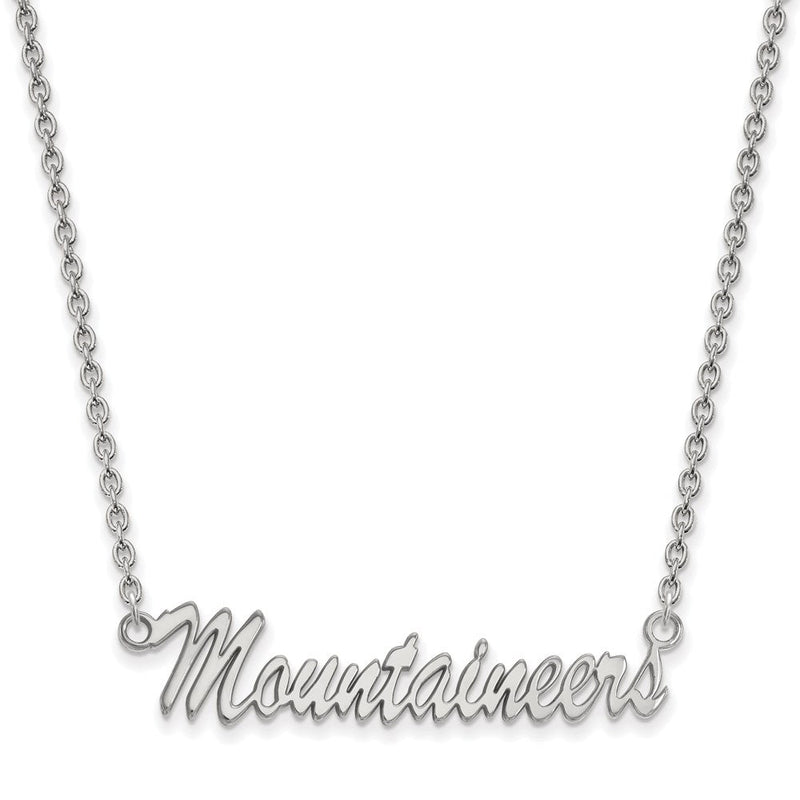 Sterlingsilber Rhodiniert Logoart West Virginia University Mountaineers Schreibschrift Mittel Anhänger 18 Zoll Halskette