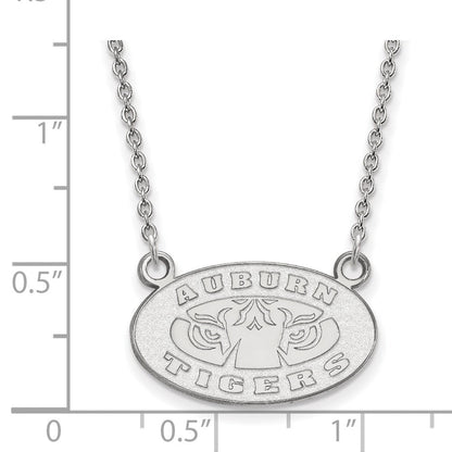 Sterlingsilber Rhodiniert Logoart Auburn Tigers Klein Anhänger 18 Zoll Halskette