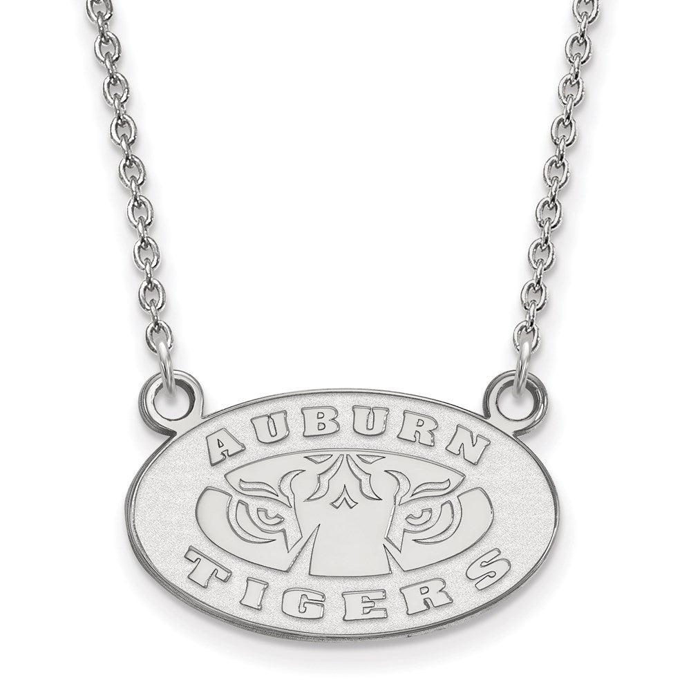 Sterlingsilber Rhodiniert Logoart Auburn Tigers Klein Anhänger 18 Zoll Halskette