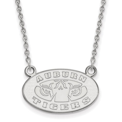 Sterlingsilber Rhodiniert Logoart Auburn Tigers Klein Anhänger 18 Zoll Halskette