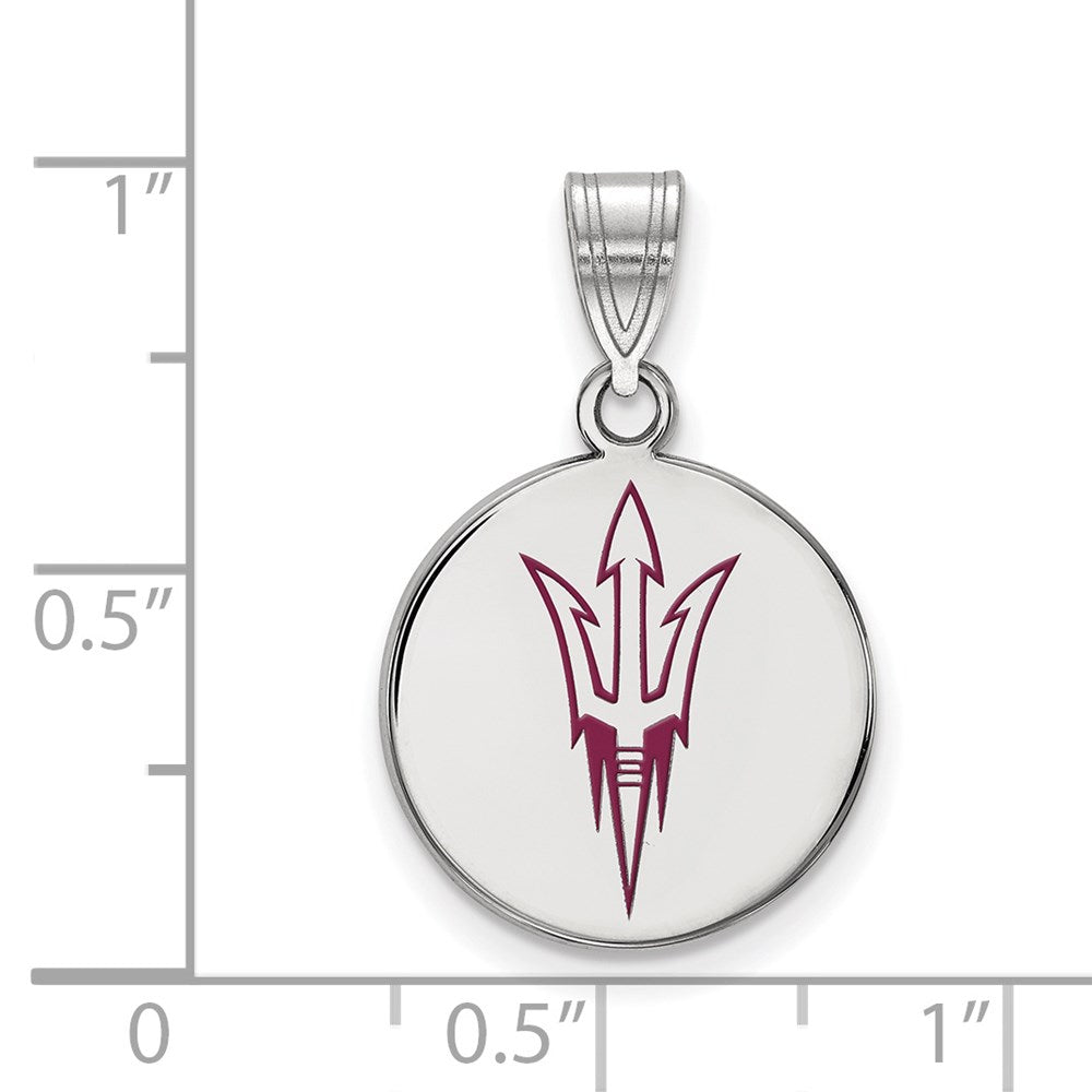 Sterlingsilber Rhodiniert Logoart Arizona State University Pitchfork Mittel Emailliert Plättchen Anhänger