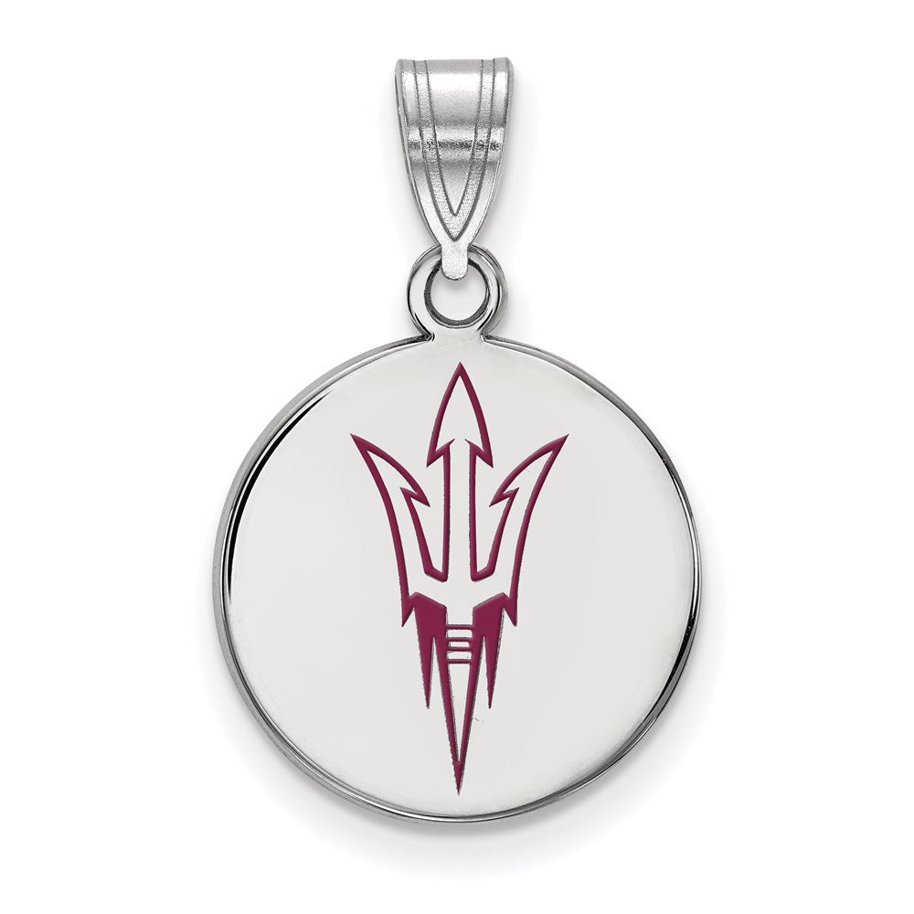 Sterlingsilber Rhodiniert Logoart Arizona State University Pitchfork Mittel Emailliert Plättchen Anhänger