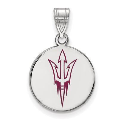 Sterlingsilber Rhodiniert Logoart Arizona State University Pitchfork Mittel Emailliert Plättchen Anhänger