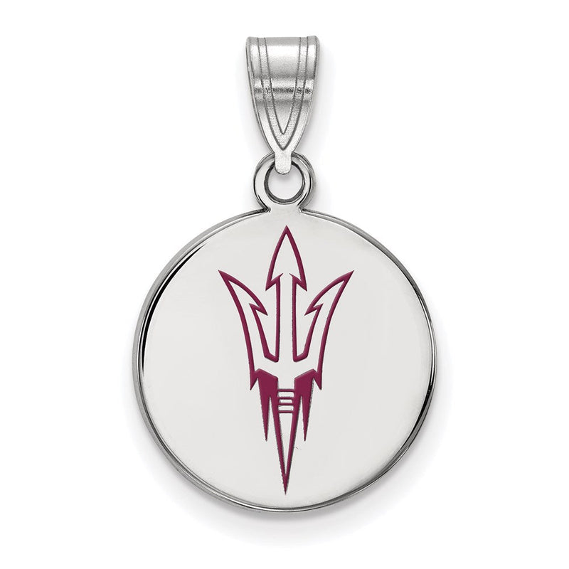 Sterlingsilber Rhodiniert Logoart Arizona State University Pitchfork Mittel Emailliert Plättchen Anhänger