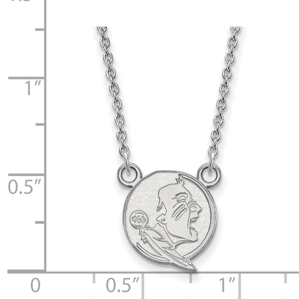 Sterlingsilber Rhodiniert Logoart Florida State University Seminole Klein Anhänger 18 Zoll Halskette
