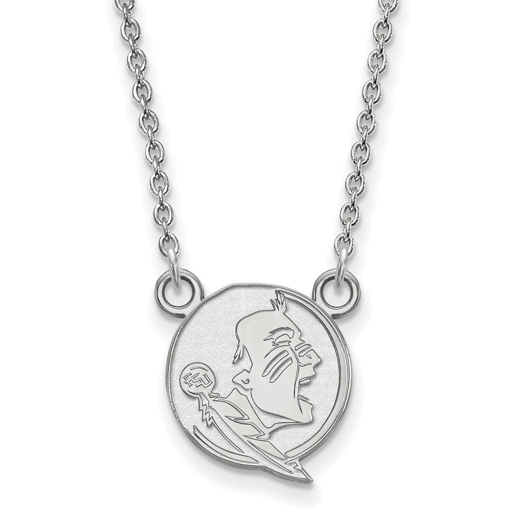 Sterlingsilber Rhodiniert Logoart Florida State University Seminole Klein Anhänger 18 Zoll Halskette