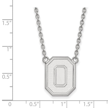 Sterlingsilber Rhodiniert Logoart The Ohio State University Buchstabe O Groß Anhänger 18 Zoll Halskette