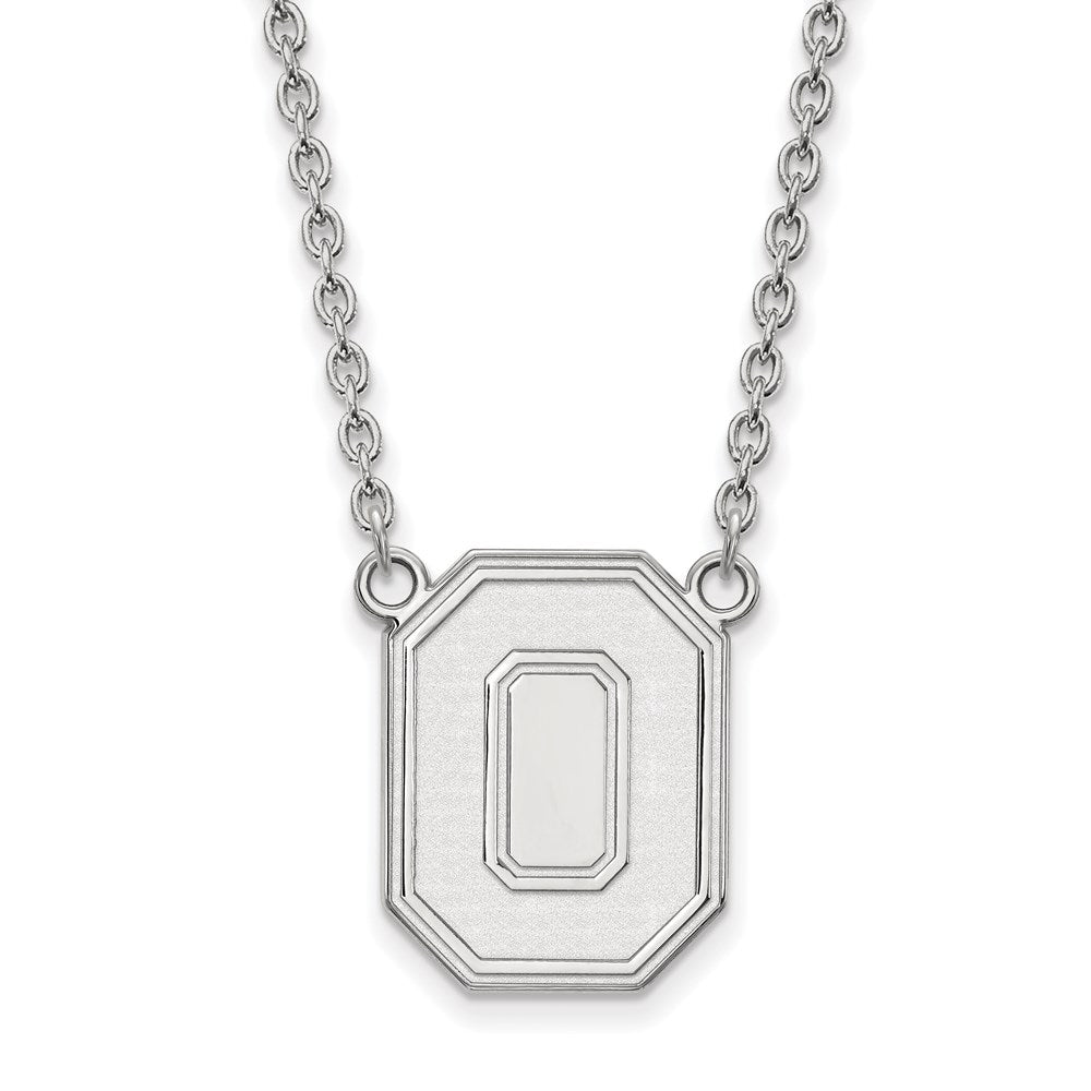Sterlingsilber Rhodiniert Logoart The Ohio State University Buchstabe O Groß Anhänger 18 Zoll Halskette