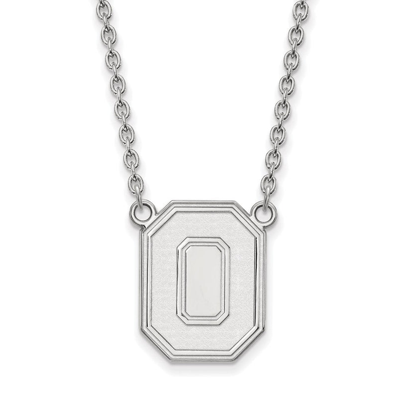 Sterlingsilber Rhodiniert Logoart The Ohio State University Buchstabe O Groß Anhänger 18 Zoll Halskette