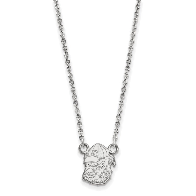 Sterlingsilber Rhodiniert Logoart University Of Georgia Bulldog Klein Anhänger 18 Zoll Halskette
