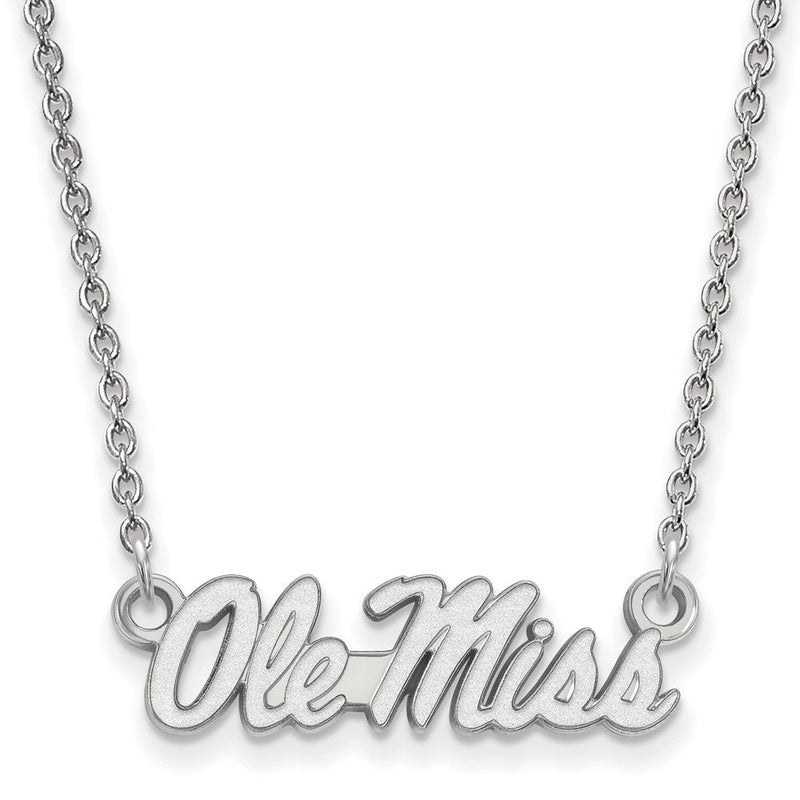 10K Weißgold Logoart University Of Mississippi Ole Miss Klein Anhänger 18 Zoll Halskette