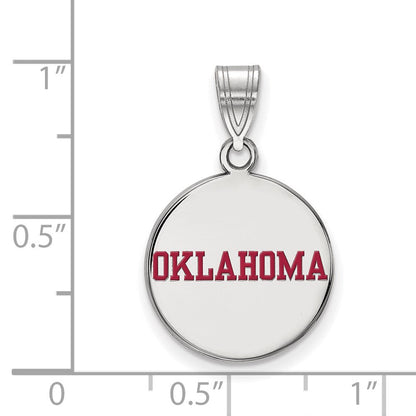 Sterlingsilber Rhodiniert Logoart University Of Oklahoma Mittel Emailliert Plättchen Anhänger