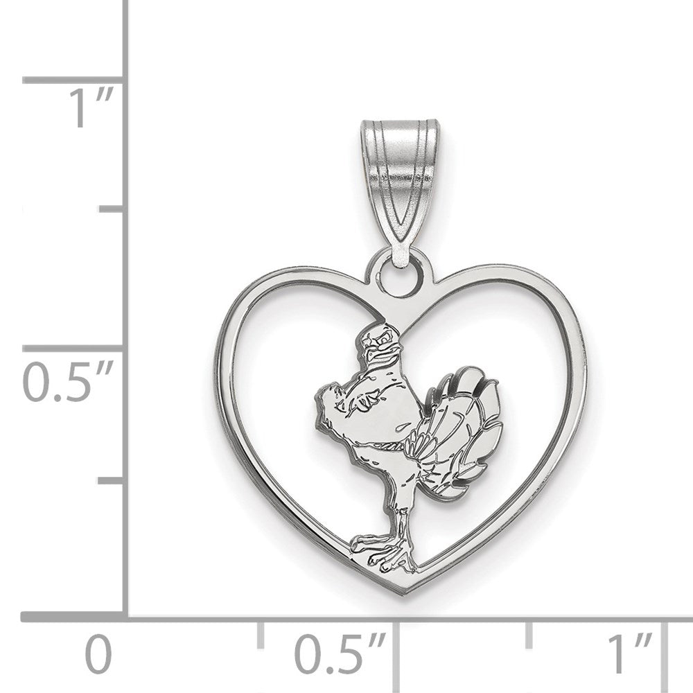 Sterlingsilber Rhodiniert Logoart Virginia Tech Hokiebird Herz Anhänger