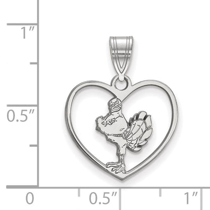 Sterlingsilber Rhodiniert Logoart Virginia Tech Hokiebird Herz Anhänger