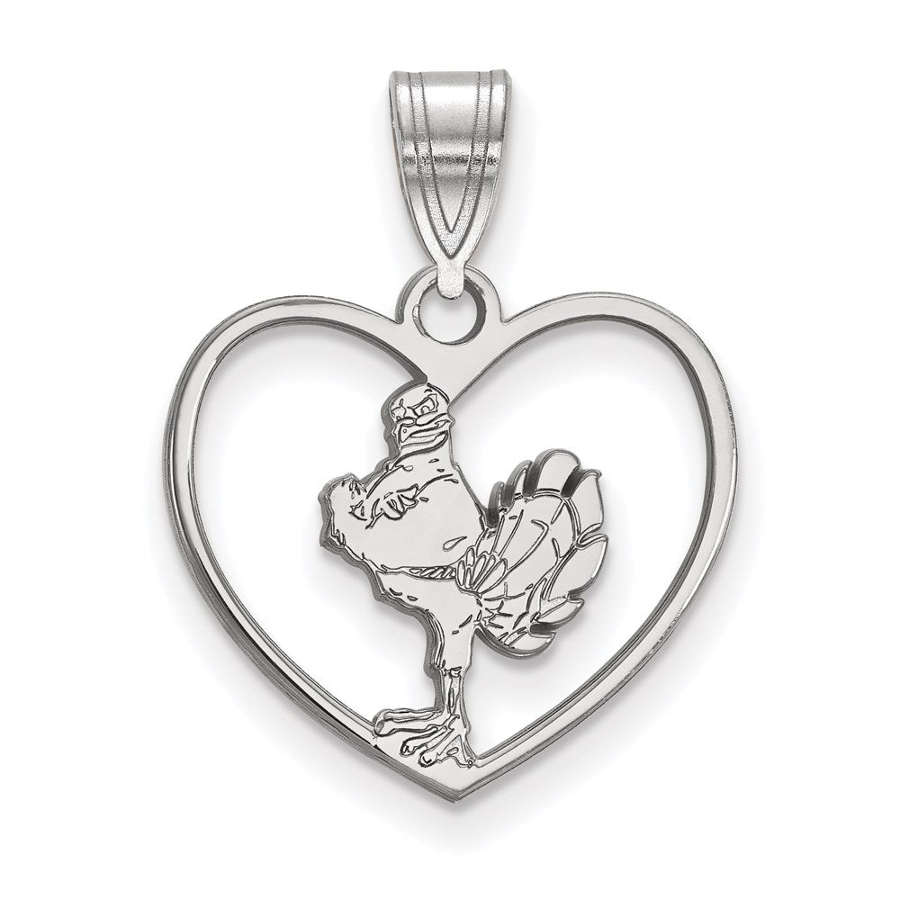 Sterlingsilber Rhodiniert Logoart Virginia Tech Hokiebird Herz Anhänger