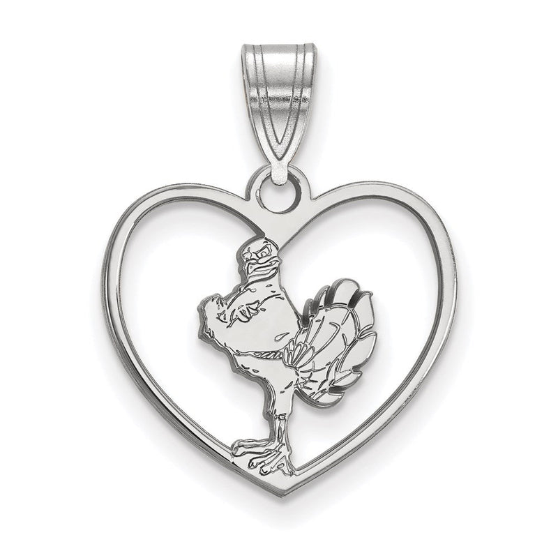 Sterlingsilber Rhodiniert Logoart Virginia Tech Hokiebird Herz Anhänger