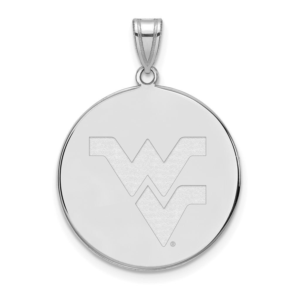 Sterlingsilber Rhodiniert Logoart West Virginia University W V Extra Groß Plättchen Anhänger