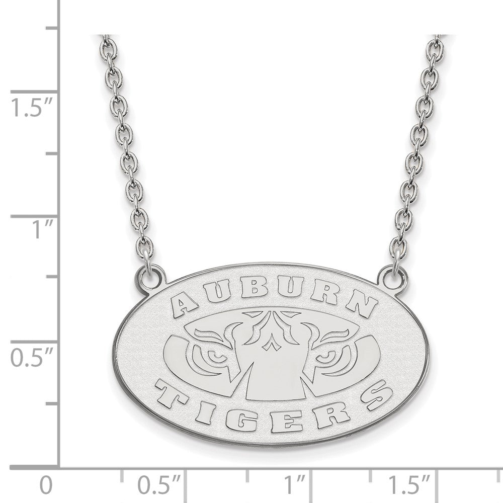 Sterlingsilber Rhodiniert Logoart Auburn Tigers Groß Anhänger 18 Zoll Halskette