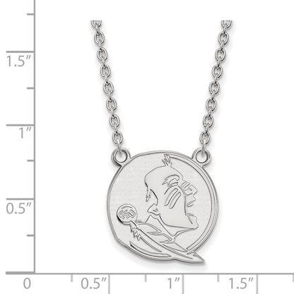Sterlingsilber Rhodiniert Logoart Florida State University Seminole Groß Anhänger 18 Zoll Halskette