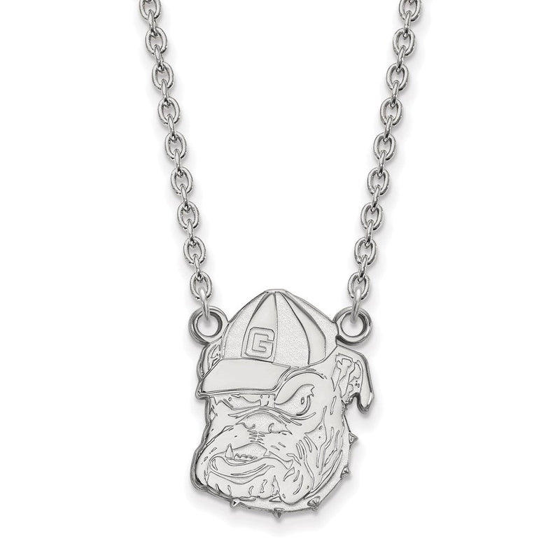 10K Weißgold Logoart University Of Georgia Bulldog Groß Anhänger 18 Zoll Halskette