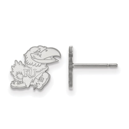 Sterlingsilber Rhodiniert Logoart University Of Kansas Jayhawk Extra Klein Ohrstecker
