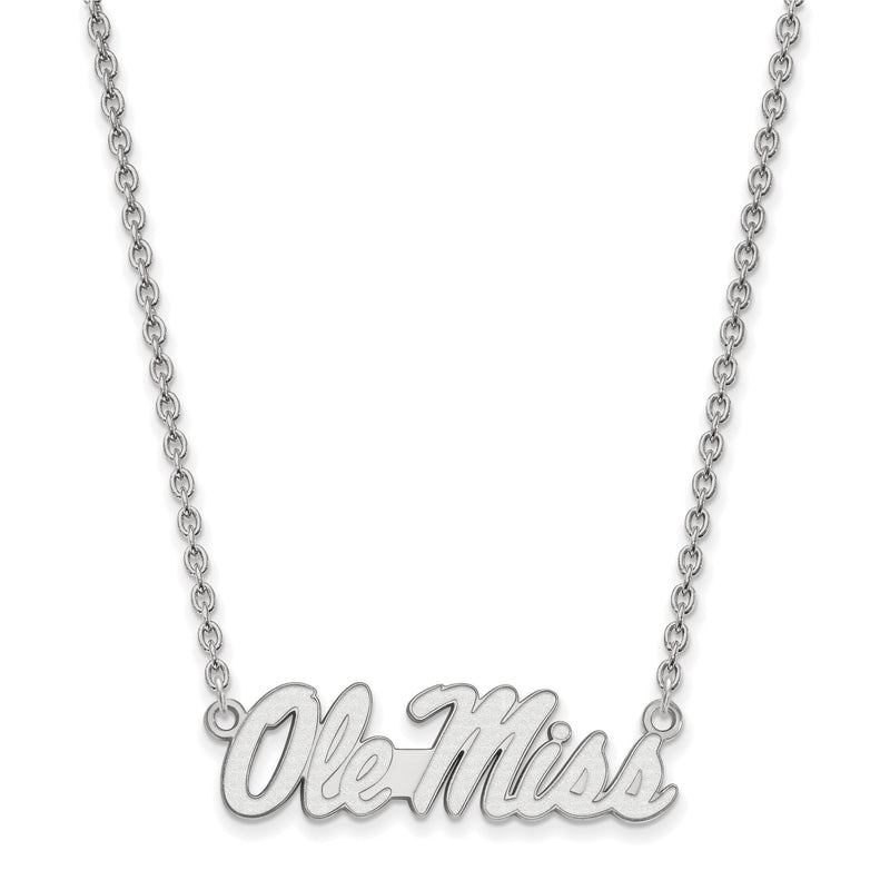 10K Weißgold Logoart University Of Mississippi Ole Miss Groß Anhänger 18 Zoll Halskette