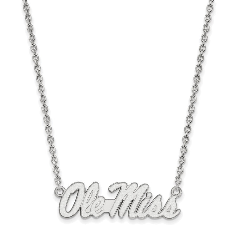 Sterlingsilber Rhodiniert Logoart University Of Mississippi Ole Miss Groß Anhänger 18 Zoll Halskette