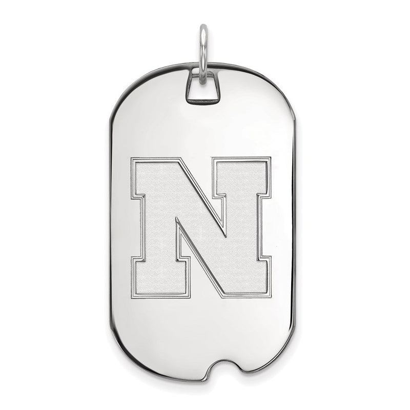 10K Weißgold Logoart University Of Nebraska Buchstabe N Groß Erkennungsmarke Anhänger