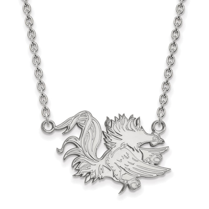 10K Weißgold Logoart University Of South Carolina Gamecock Groß Anhänger 18 Zoll Halskette