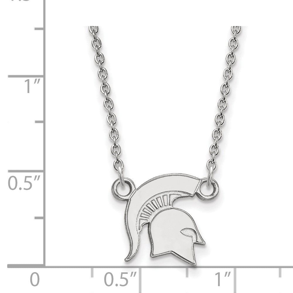 10K Weißgold Logoart Michigan State University Spartan Klein Anhänger 18 Zoll Halskette