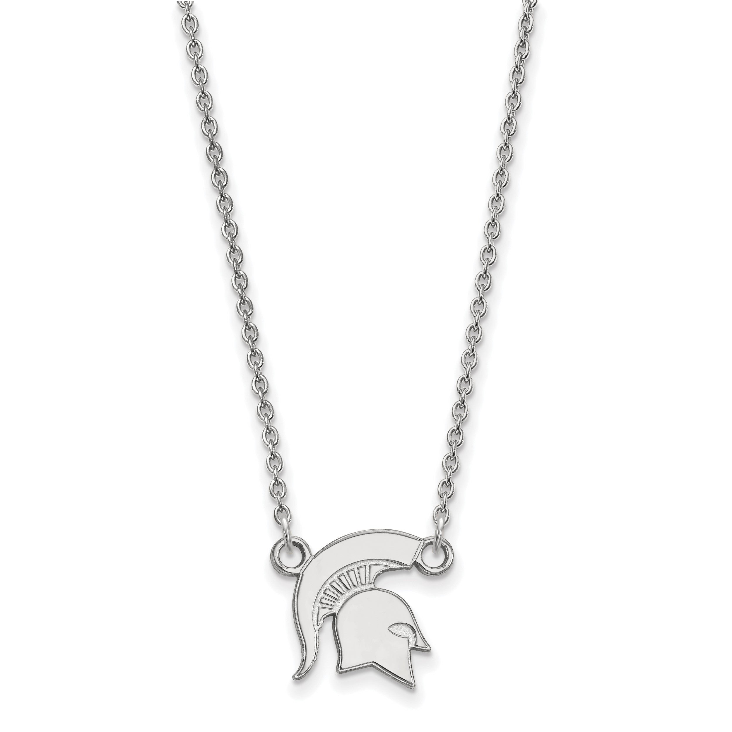 Sterlingsilber Rhodiniert Logoart Michigan State University Spartan Klein Anhänger 18 Zoll Halskette