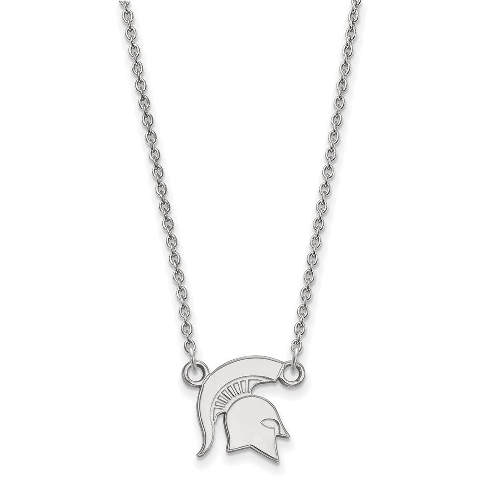 Sterlingsilber Rhodiniert Logoart Michigan State University Spartan Klein Anhänger 18 Zoll Halskette